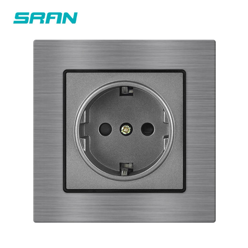 Description Picture 5 of itemSRAN European Standard Electrical outlets, Aluminum Alloy Panel 82*82mm, 220v 16A wall socket eu for home appliance