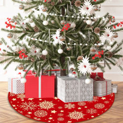 60/90Cm Christmas Tree Skirt Red Christmas Tree Foot Cover Santa Claus Snowflake Christmas Tree Carpet Base Mat Decoration