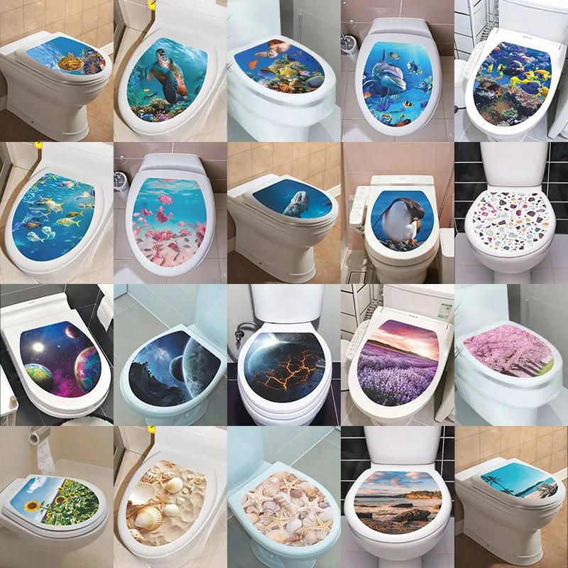 Description Picture 5 of itemMulti Styles Undersea Animal Pattern Toilet Lid Stickers Bathroom Decoration Bathroom Removable Painting Mural Toilet Lid Cover