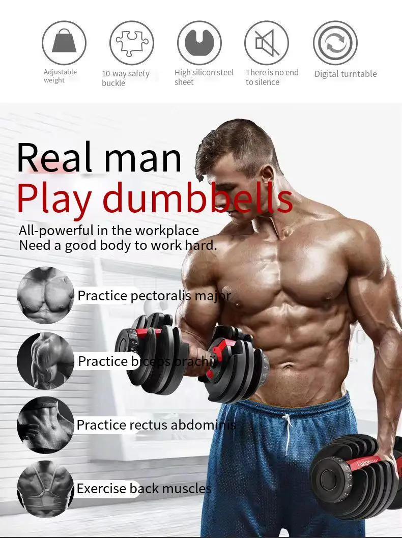 Description Picture 5 of itemDumbbell  24kg 40kg Custom Gym Fitness Adjustable Dumbbells for Sale Cheap Mainland China  Fitness Equipment