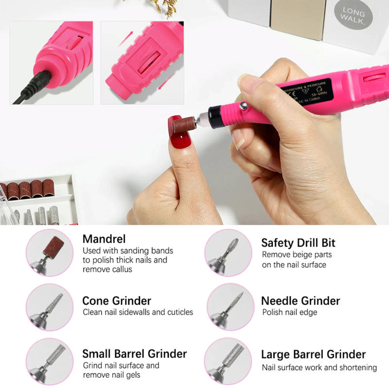 Description Picture 6 of item6 Color Portable Nail Polishing Machine NEW Nail Drill Machine Electric Nail Sander Nail Accessories Milling Cutter For Manicure