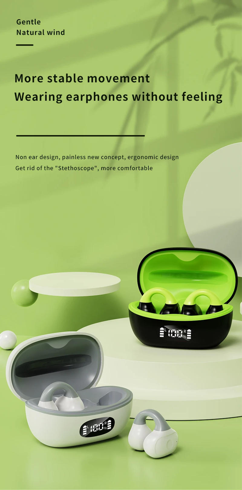 Description Picture 2 of itemWireless ear clip earphones AX10 non-in-ear open V5.3 binaural OWS super long standby sports and fitness universal headphones