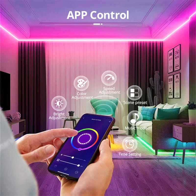 Description Picture 3 of itemDC5V USB RGB Neon LED Strip Waterproof Flexible Ribbon Tape Neon Lights App Remote Control For Home Room Outdoor Decor Lighting