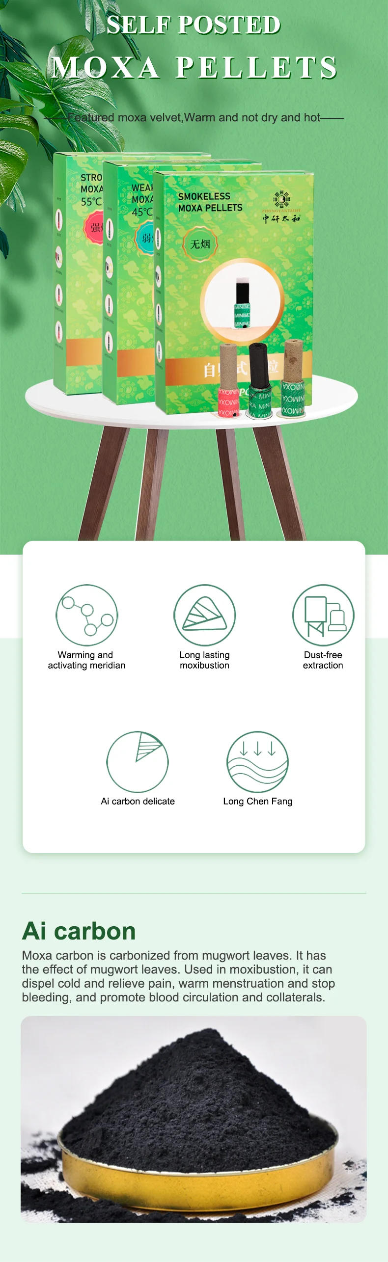 Description Picture 2 of item180 Pcs Moxibustion Sticks Rolls Mini Moxa Tube Self Stick Chinese Moxibustion Sticker Therapy Smokeless Burner