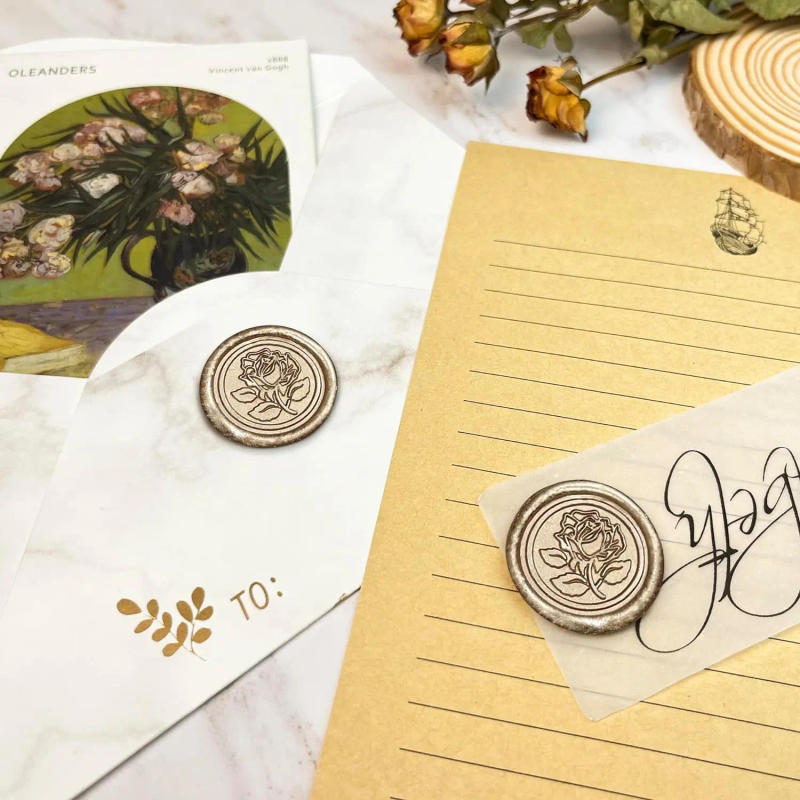 Description Picture 3 of item25Pcs/set Rose Style Wax Seal Stickers Handmade Envelope Seals Self Adhesive Wax Stickers for Wedding Invitations Envelope Gift