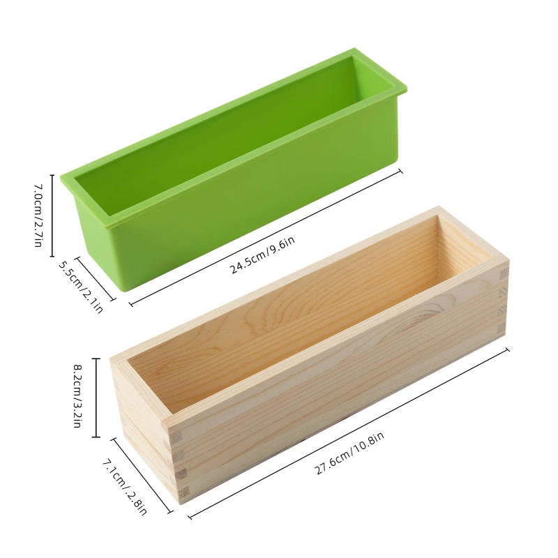 Description Picture 4 of itemNicole Silicone Soap Molds Flexible Rectangular Loaf Mold with Wood Box Handmade Silicone Liner Crafts Soap Making Supplies