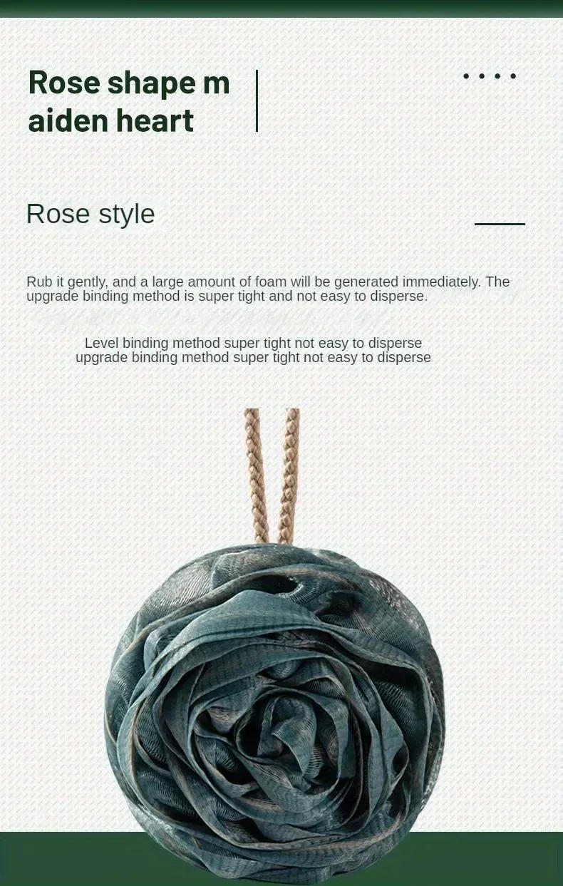 Description Picture 5 of itemNew Rose Shaped Exfoliating Shower Sponge Bath Shower Loofah Sponge Bath Mesh Shower Ball Body Scrubber Exfoliating Bath Sponge