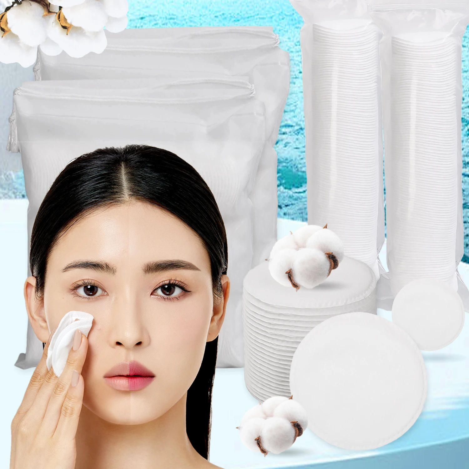 Description Picture 4 of item100/1000pcs Double-sided Cosmetic Cotton Pads Soft and Breathable Round Daily Facial Cleaning Makeup Nail Polish Remove Pads