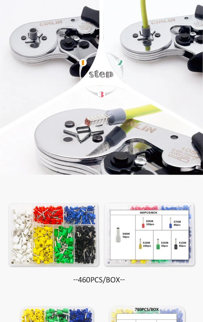 Description Picture 6 of itemTube Ferrule VE&TE Terminals Crimping Pliers & Terminal Min 0.08mm Max 16mm Set Hand Tools Electrician Crimper HSC8 6-4 6-6 10S