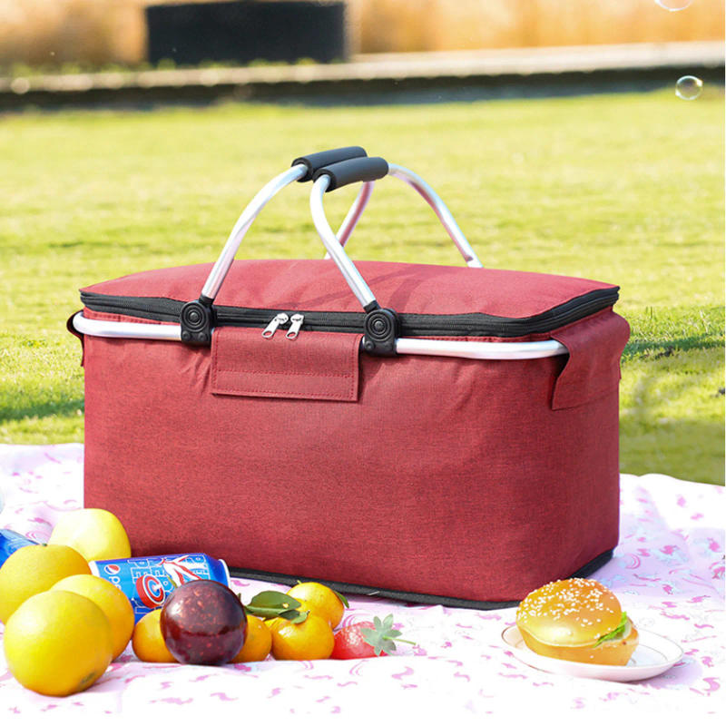 Description Picture 4 of itemInsulated Picnic Basket Portable Collapsible Grocery Bags Leakproof Cooler Bag Basket With Handle Large Capacity Camping Travel