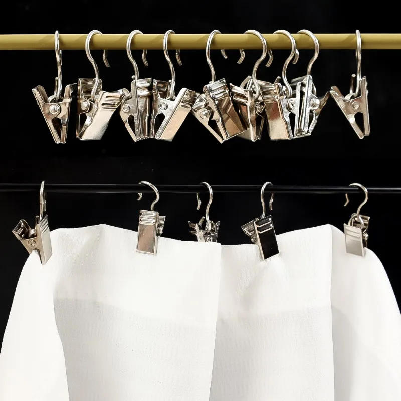 Description Picture 6 of item10/50Pcs Metal Mini Curtain Clips with Hook Multifunctional Shower Curtain Hook Home Photos Decoration Clips Window Accessories