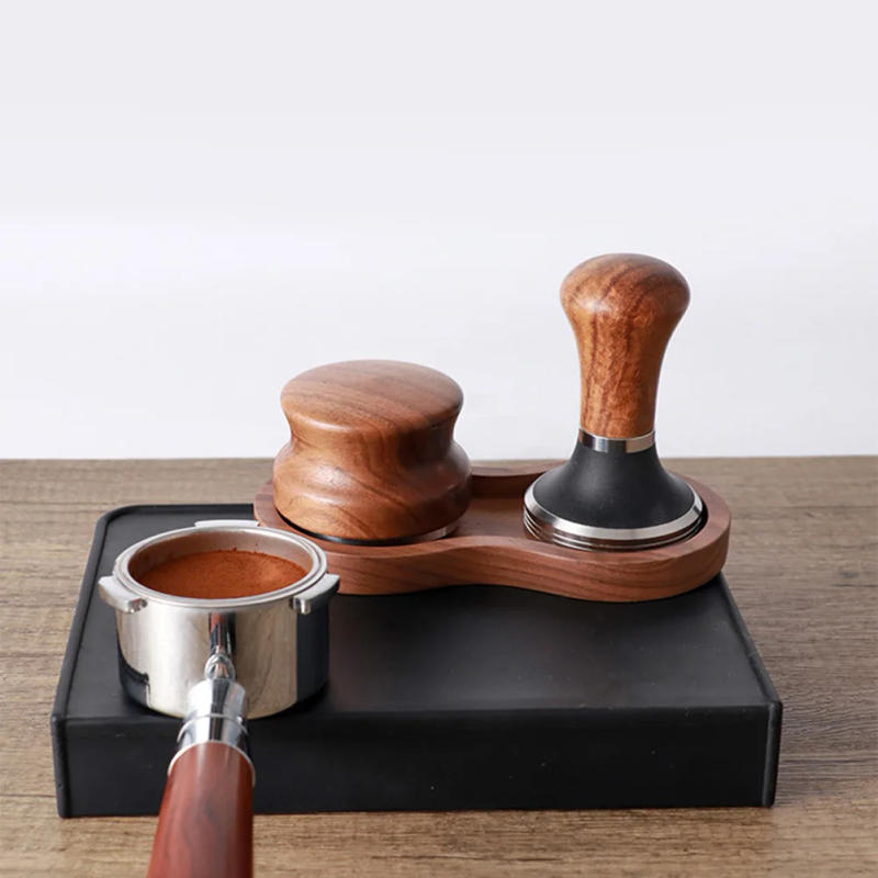 Description Picture 3 of item51mm 54mm 58mm Coffee Tamper Holder Filter Stand Walnut Espresso Distributor Mat Rack Coffee Maker Tool Accessories