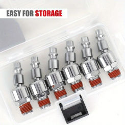 6pcs/set Industrial Metal Air Hose Swivel Plugs, 1/4" NPT Male Threads, I/M Type Connectors, Durable Air Compressor Fittings Kit