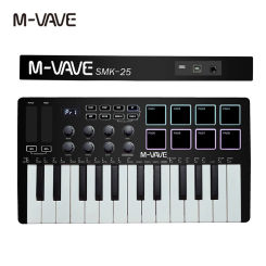 M-VAVE Portable MIDI 25-Key USB MIDI Keyboard Controller with 8 Backlit Drum Pads 8 Knobs 8 RGB Music Keyboard Instruments
