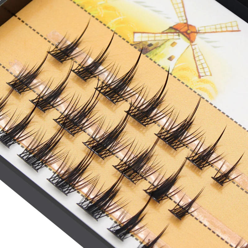 Description Picture 5 of itemSegmented Extension Natural Slender Cross Simulation Thick Fish Tail Single Cluster Hair Soft Curly Swallow Tail False Eyelashes