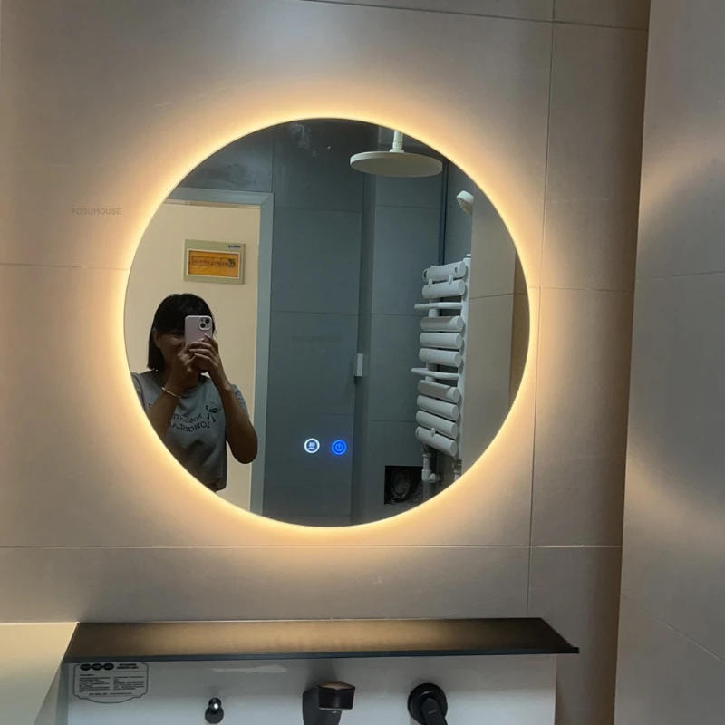 Description Picture 2 of itemEuropean Designer Smart Bathroom Mirrors Modern Wall Mounted Round Mirrors for Bathroom Bedroom Dressing Table Makeup Mirrors