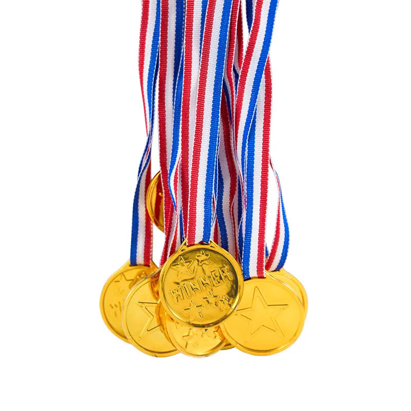 Description Picture 5 of item10/20Pcs Plastic Gold Winner Award Medals Kids Birthday Party Favors Sports Game Prize Toys Soccer Football Party Pinata Filler