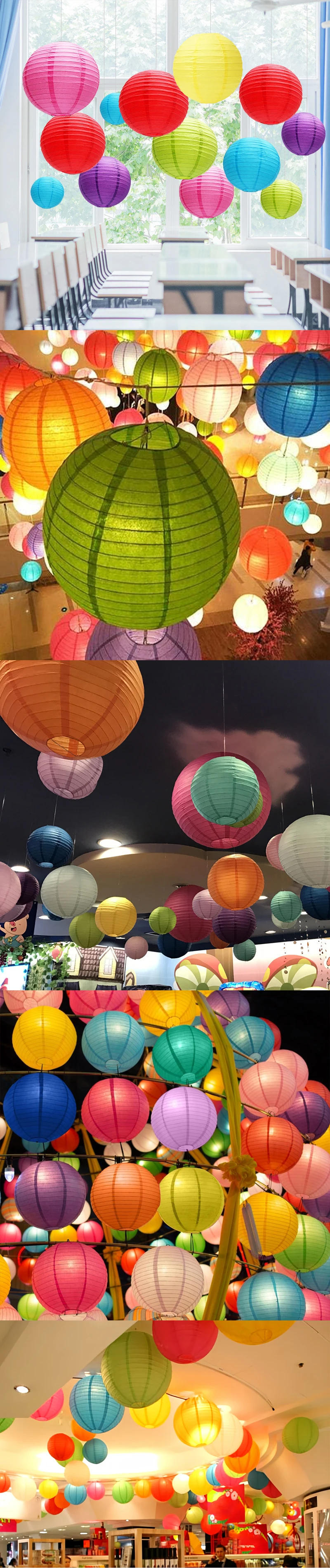 Description Picture 3 of item10/15/20/25/30cm Round Chinese Paper Lanterns Birthday Wedding Decor Gift Craft DIY Lampion White Hanging Lantern Ball Supplies