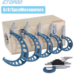 6pcs/4pcs/3pcs 0-150mm Outside Micrometers Set 0-25 25-50 50-75 75-100 100-125 125-150 Micrometers Kit Rod Caliper Measure Tool