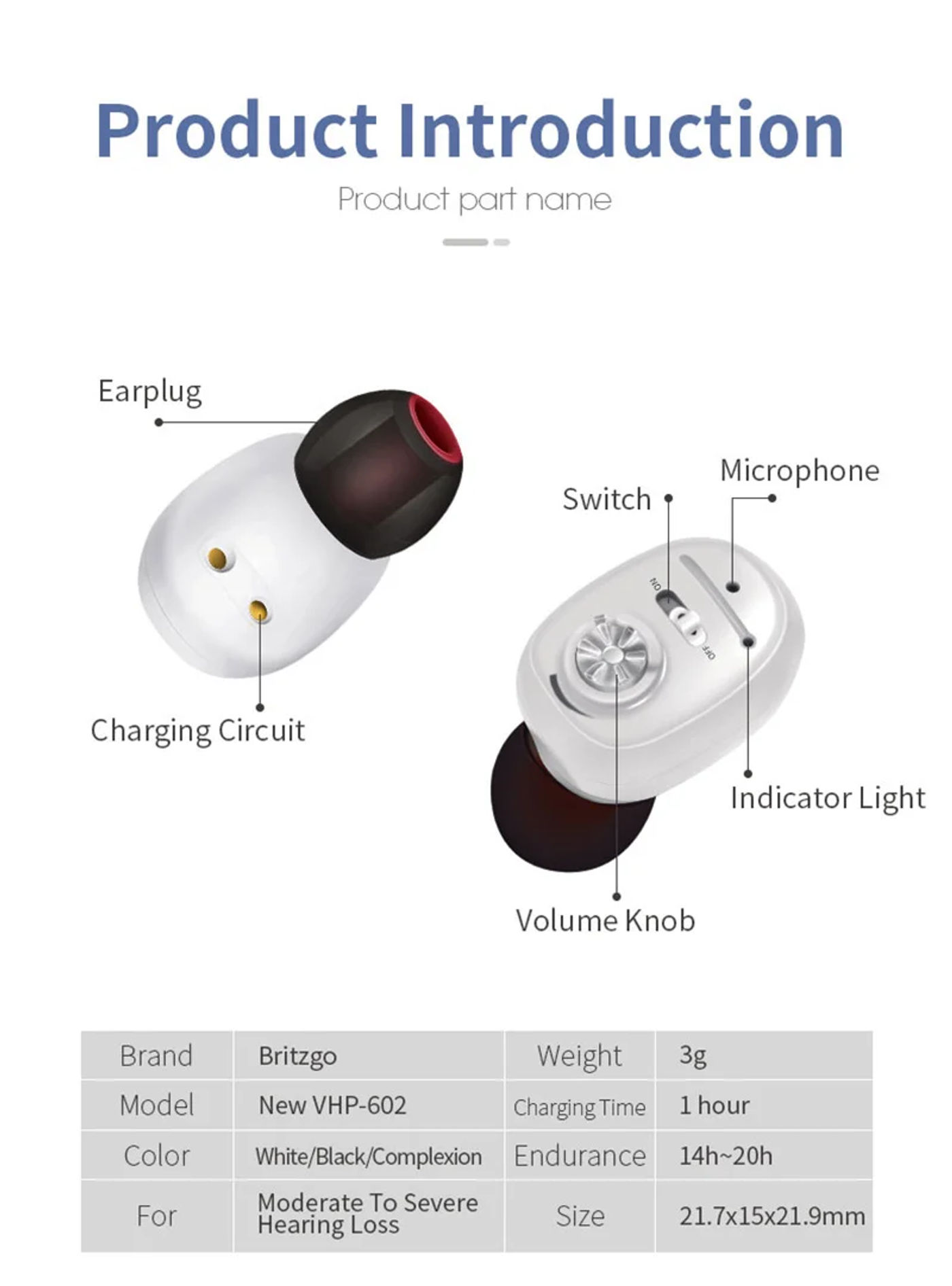 Description Picture 5 of itemNew Rechargeable Hearing Aids Mini Digital Hearing Aid Sound Amplifier for Deafness Elderly High Power Noise Reduction audifonos
