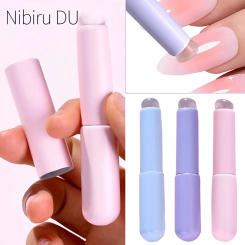 Nail Art Silicone Head Nail Brush Makeup Applicator Sticks Reusable Chrome Glitter Applying Easy-Daub Pigment Manicure Tools