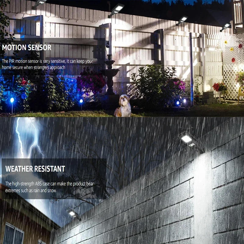 Description Picture 4 of item156LED Solar Street Light Outdoor Waterproof 6500k Powerful Flood Wall Lamp With Motion Sensor For Garden Garage Parking Lot