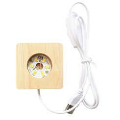 8cm Illuminated Display Base Wooden LED Light Display Base with 6 LEDs Warm Light Art Table Centerpiece