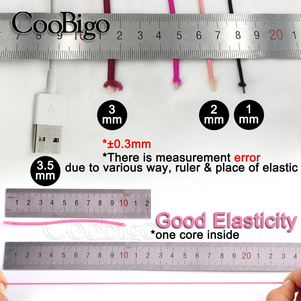 Description Picture 6 of item5 Meters 1mm 2mm 3mm Round Elastics Bungee Shock Cord Elastic Rope Rubber Band Strap String Cordon Shoelaces Sewing Accessories