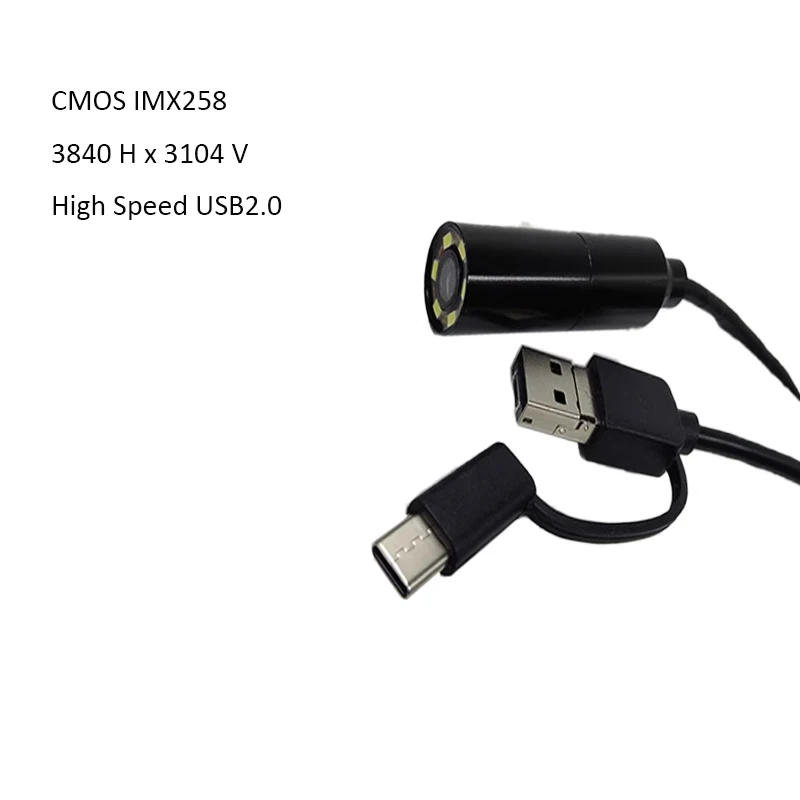 Description Picture 6 of item4K 12MP HD AF USB Camera Module IMX258 75 Degree, digital microphone LED light Industrial grade waterproof pipe With Case