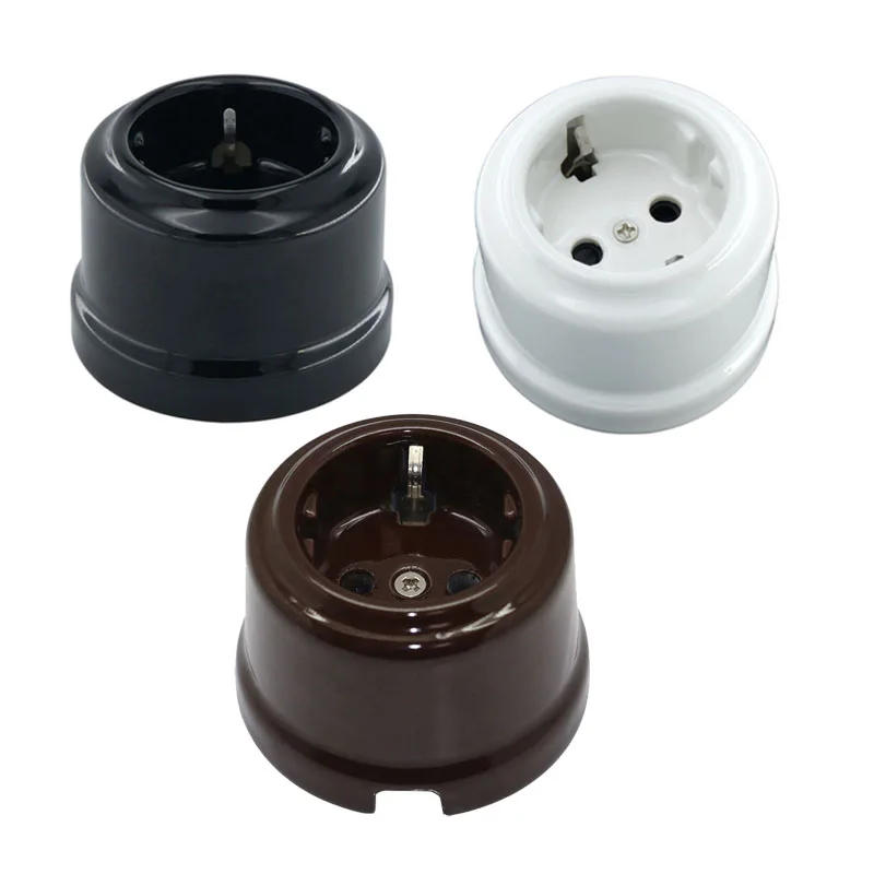 Description Picture 2 of itemHome Improvement Ceramic Socket Wall Electrical EU Socket Ceramic Switch AC 15A 110-250V