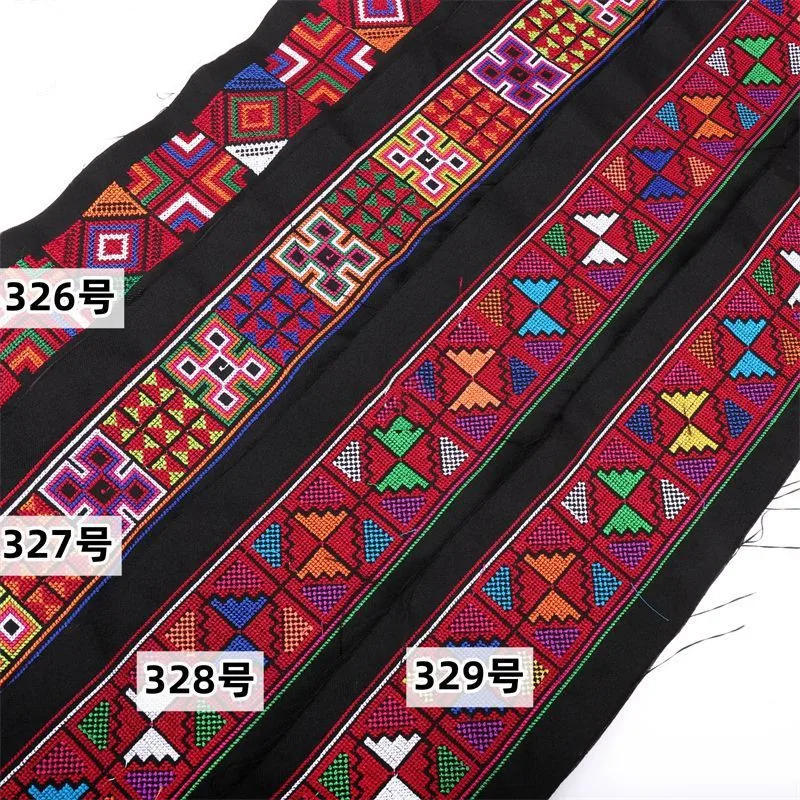 Description Picture 3 of item1 Yards Embroidery Flowers Fabric Lace Ribbon Webbing Ethnic Clothing Dress Sewing Trims Craft Decoration Accessories