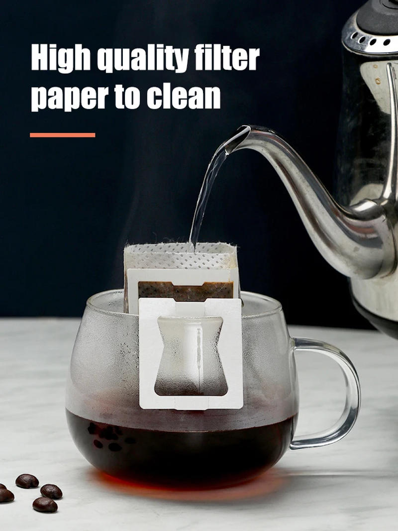 Description Picture 2 of item50PCS Portable Non-woven Coffee Filter Bag Hanging Ear Side Drip Coffee Bag Disposable Hand-made Paper Kitchenware