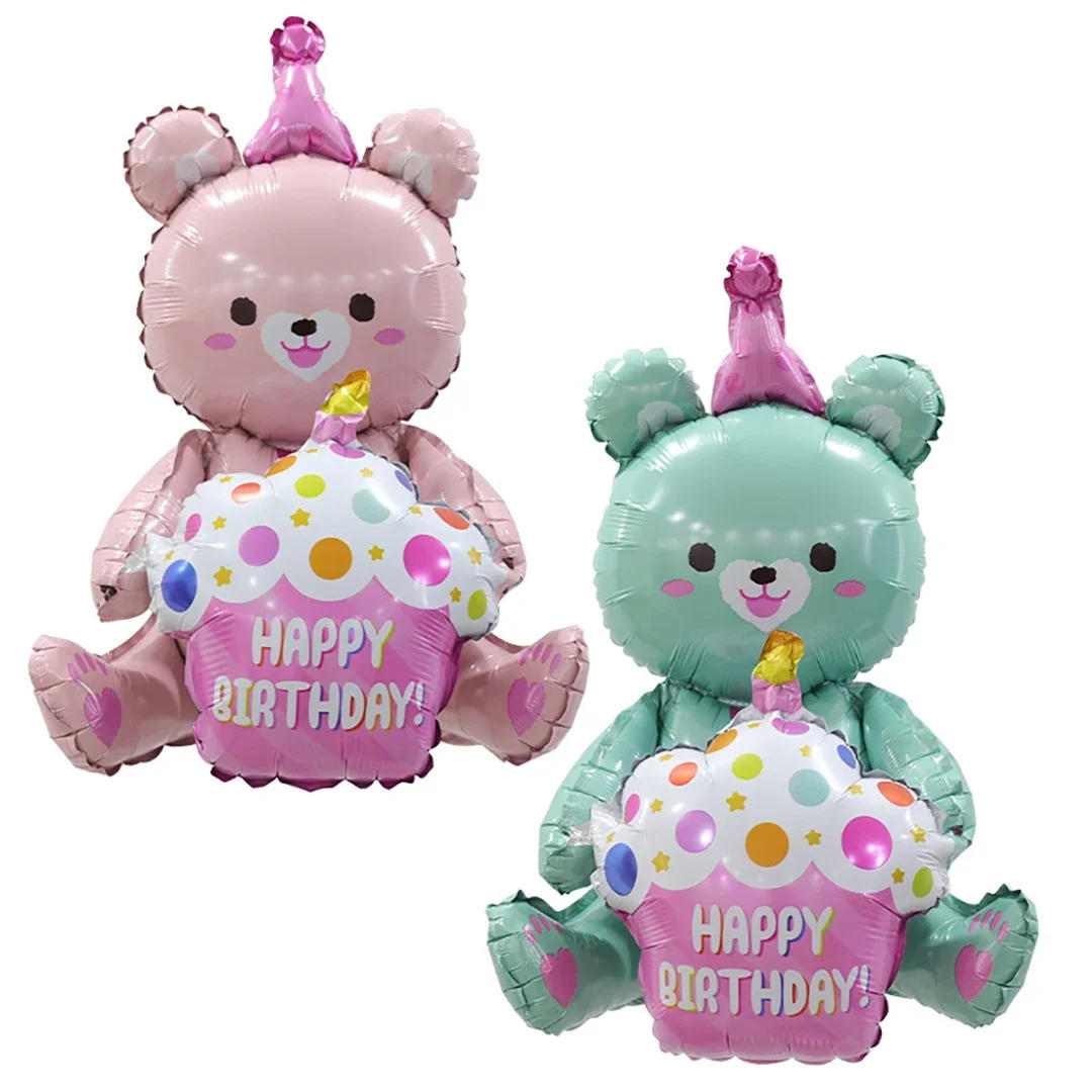 Description Picture 2 of itemIns 4D Pink Bear Hugs Cake Foil Balloon Girl Baby Happy Birthday Party Favors Gift for Kids Photo Props