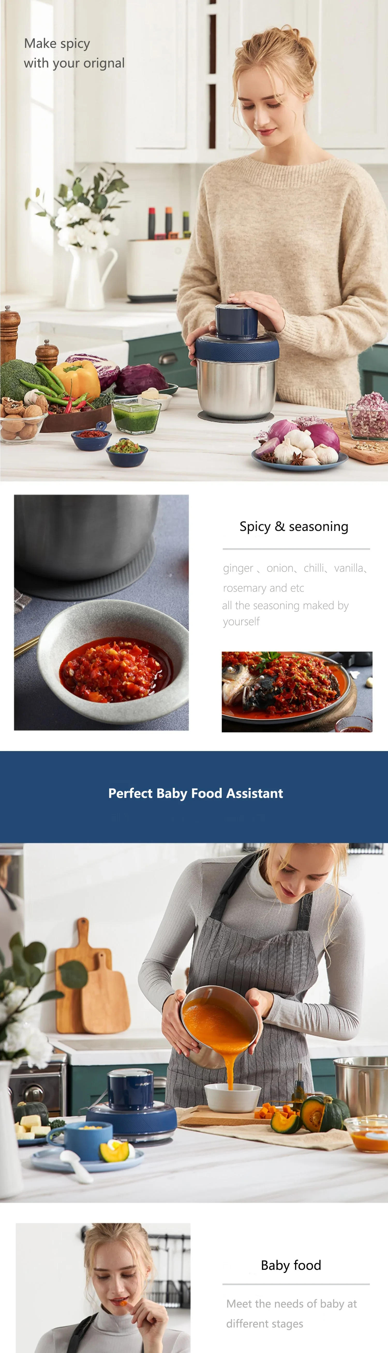 Description Picture 5 of itemHouselin Meat Grinder, Food Processors with 2 Bowls, 500W Electric Food Chopper for Baby Food, Meat, Onion