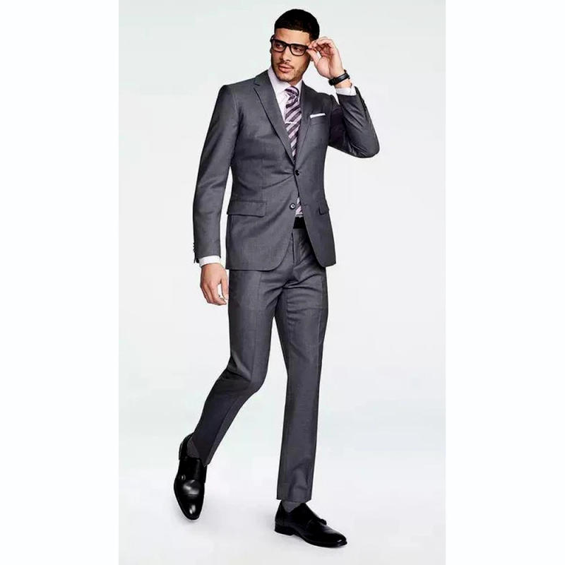 Description Picture 4 of itemMen Suits Luxury Gentlemen Outfits Dark Grey Single Breasted Notch Lapel Skinny 2 Piece Jacket Pants Office Work Male Clothing