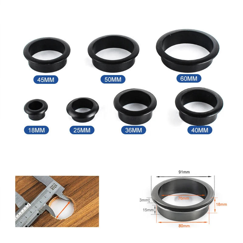 Description Picture 2 of item18-80MM Computer Desk Cable Grommets Wire Hole Cover Cabinet Vent Decorative Ring Cable Furniture Hardware Desk Accessories