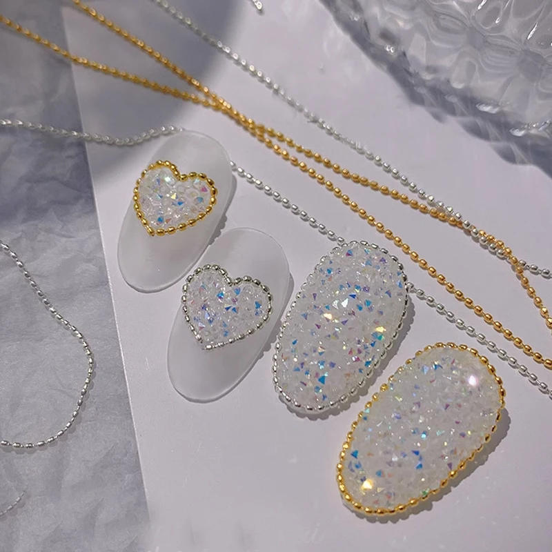 Description Picture 3 of itemNail Chain Bead Charms 0.8mm Rose Gold Silver Art Decorations Metal Nails DIY 3D Parts Rhinestones Jewelry Manicure Accessories