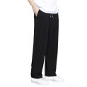 Men Sweatpants Ice Silk Smooth Drawstring Elastic Waist Straight Wide Legs Pockets Men Summer Sports Pants Jogging Trousers