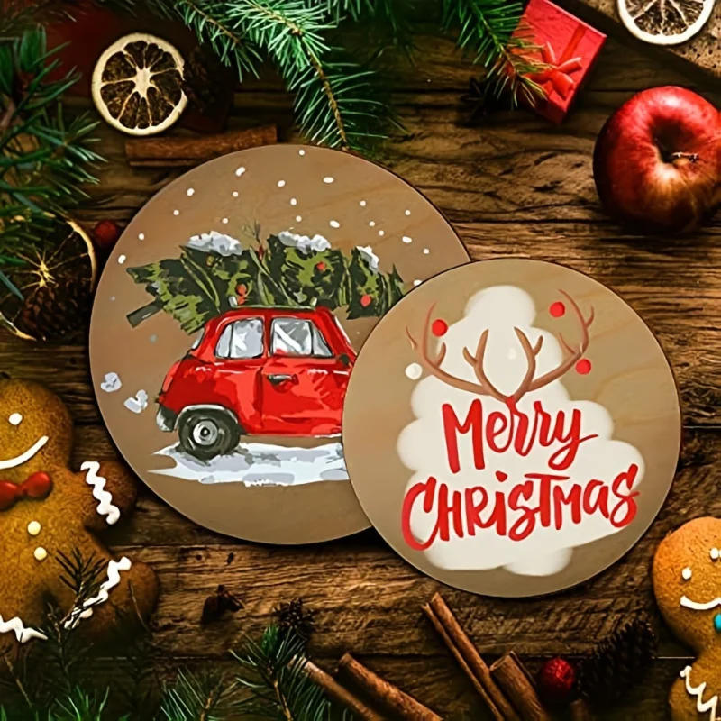 Description Picture 6 of item5pcs 6 Inch/ 8 Inch Wooden Circles Round For Crafts Christmas Blank Slices Discs For DIY Crafts Hanging Ornaments Painting