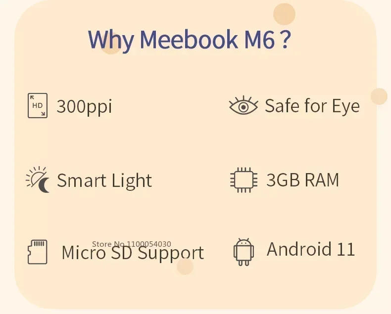 Description Picture 4 of itemOriginal Meebook M6 E-book Reader 6 inch E-ink 300PPI Screen Ereader with Dual Color Frontlight 3G/32GB Android 11 EBook Reader