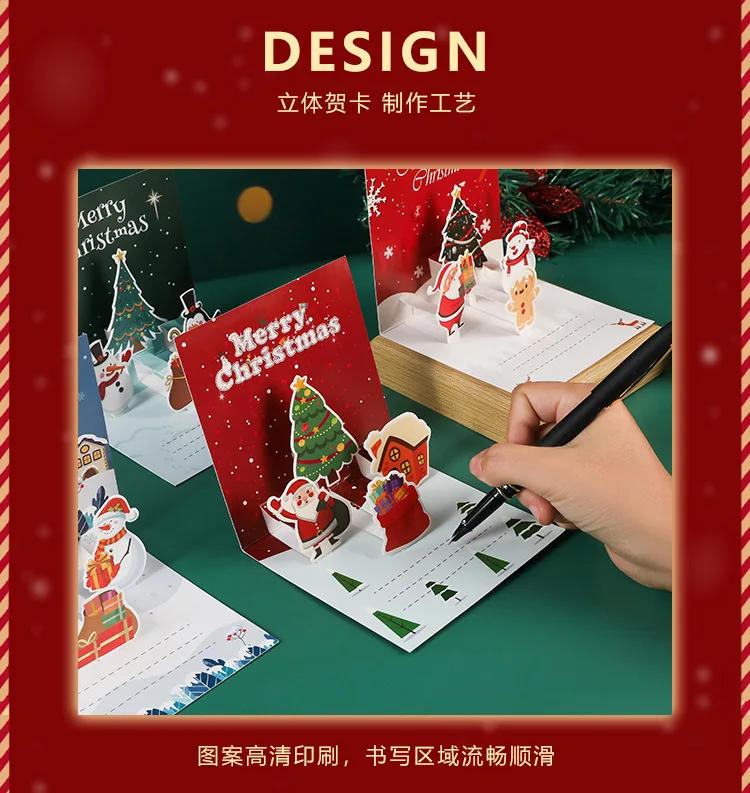 Description Picture 6 of item3D Santa Greeting Cards Folding Merry Christmas Best Wishes Card Xmas Gift for New Year Blessing Thank You Postcard Decoration