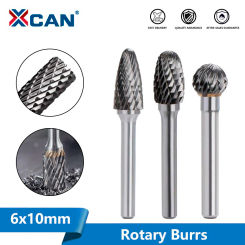XCAN Files 1pc 6mm Shank Carbide Double Cut Rotary Burrs Bit 10mm Diameter Rotary File for Dremel Rotary Tools Abrasive Tools