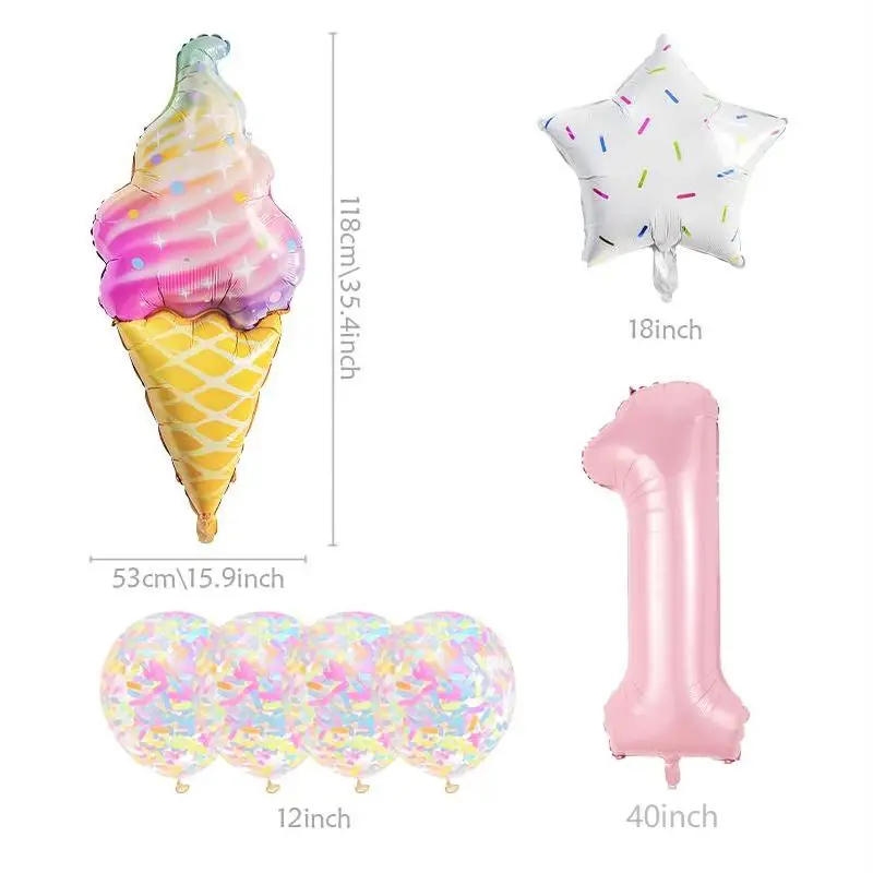 Description Picture 4 of itemCandyDonut Ice Cream Macaron Colorful Foil Balloon Garland Arch Kit Wedding Birthday Party Decoration Kids Baby Shower Girls Toy