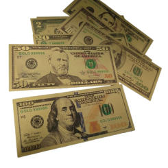 MOYU 7/8/36Pcs Gold Plated US Dollar Bills Gold Foil Banknotes Fake Paper Money Banknotes Crafts For Collection Home Decor