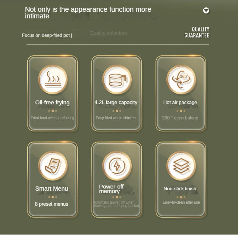 Description Picture 3 of itemHousehold air fryer oil-free oven integrated 4.2L large-capacity intelligent automatic electric french fries machine