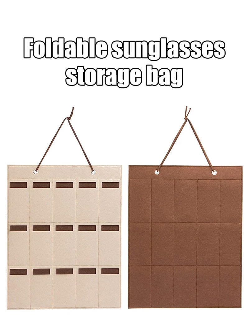 Description Picture 4 of item1PC Dressing room wall hanging bag Multifunctional sunglasses display box Sunglasses storage bag Glasses organizer bag foldable