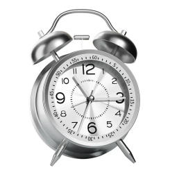 4.5Inch Twin Bell Loud Alarm Clock Metal Frame 3D Dial with Backlight Battery Operate Desk Table Alarm Clock For Home and Office
