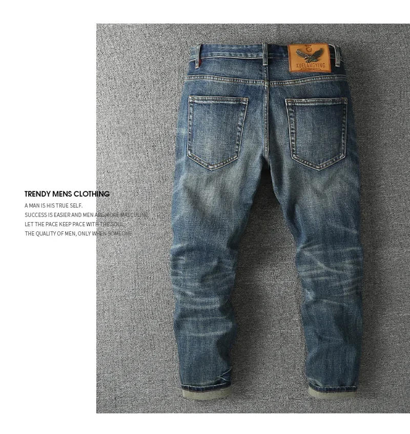 Description Picture 5 of itemRetro Do The Old Straight Jeans Men Casual Loose Baggy Denim Pants Streetwear Trousers Premium Clothes