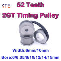 52 Teeth 2GT Timing Pulley Bore 6mm 6.35mm 8mm 10mm 12mm 14mm 15mm GT2 Timing Pulley Belt Width 6mm/10mm 2GT Synchronous Wheel