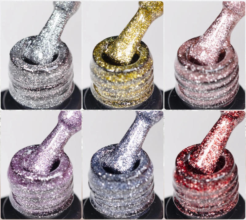 Description Picture 6 of itemBOZLIN 7.5ml 3 In 1 Crushed Ice Magnetic Gel Nail Polish Glitter Cat Eye Nail Gel Soak Off UV LED Semi-Permanent Varnish